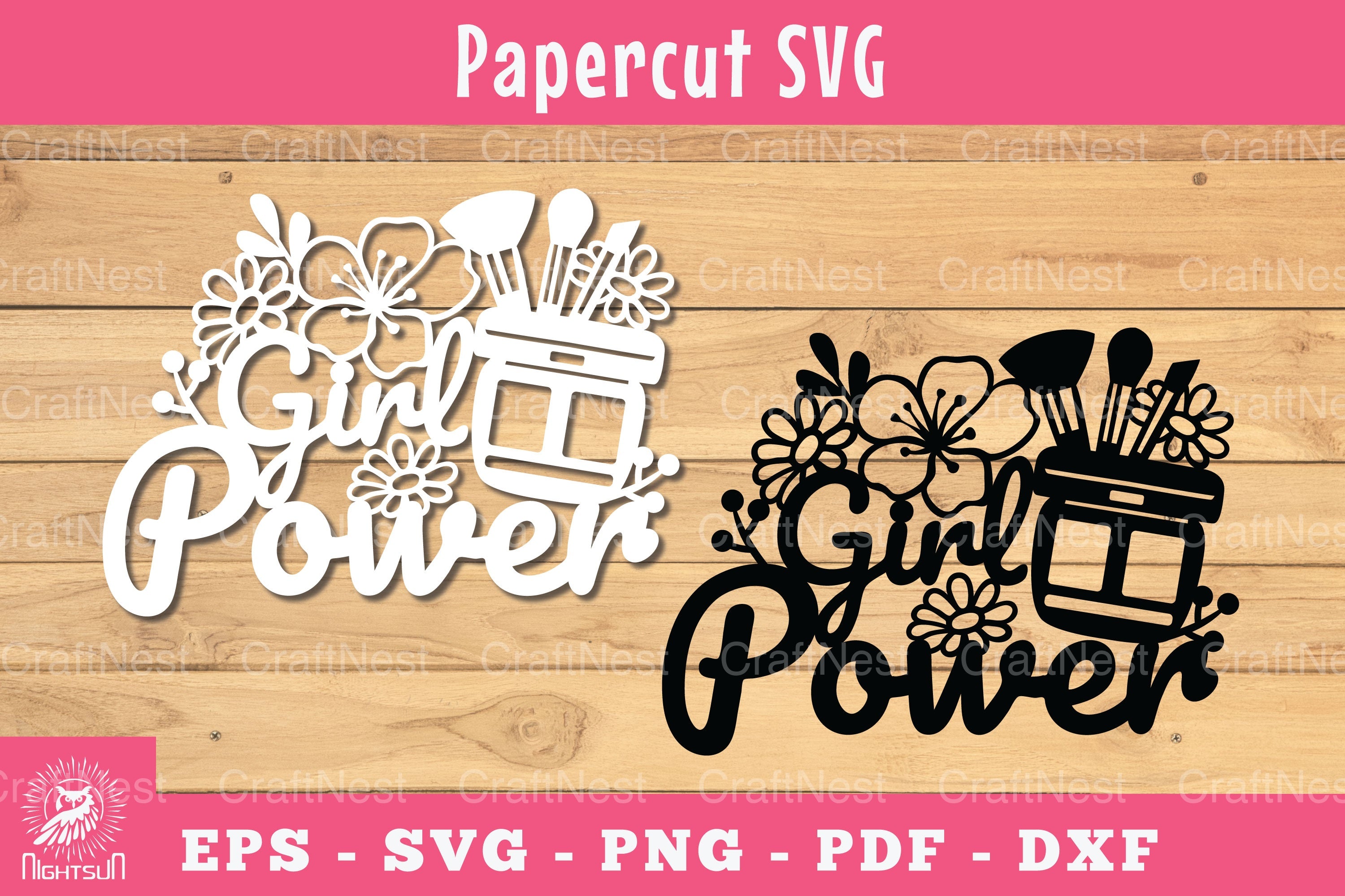Girl Power Floral Makeup Papercut SVG Bundle - CraftNest - Digital Crafting and Art