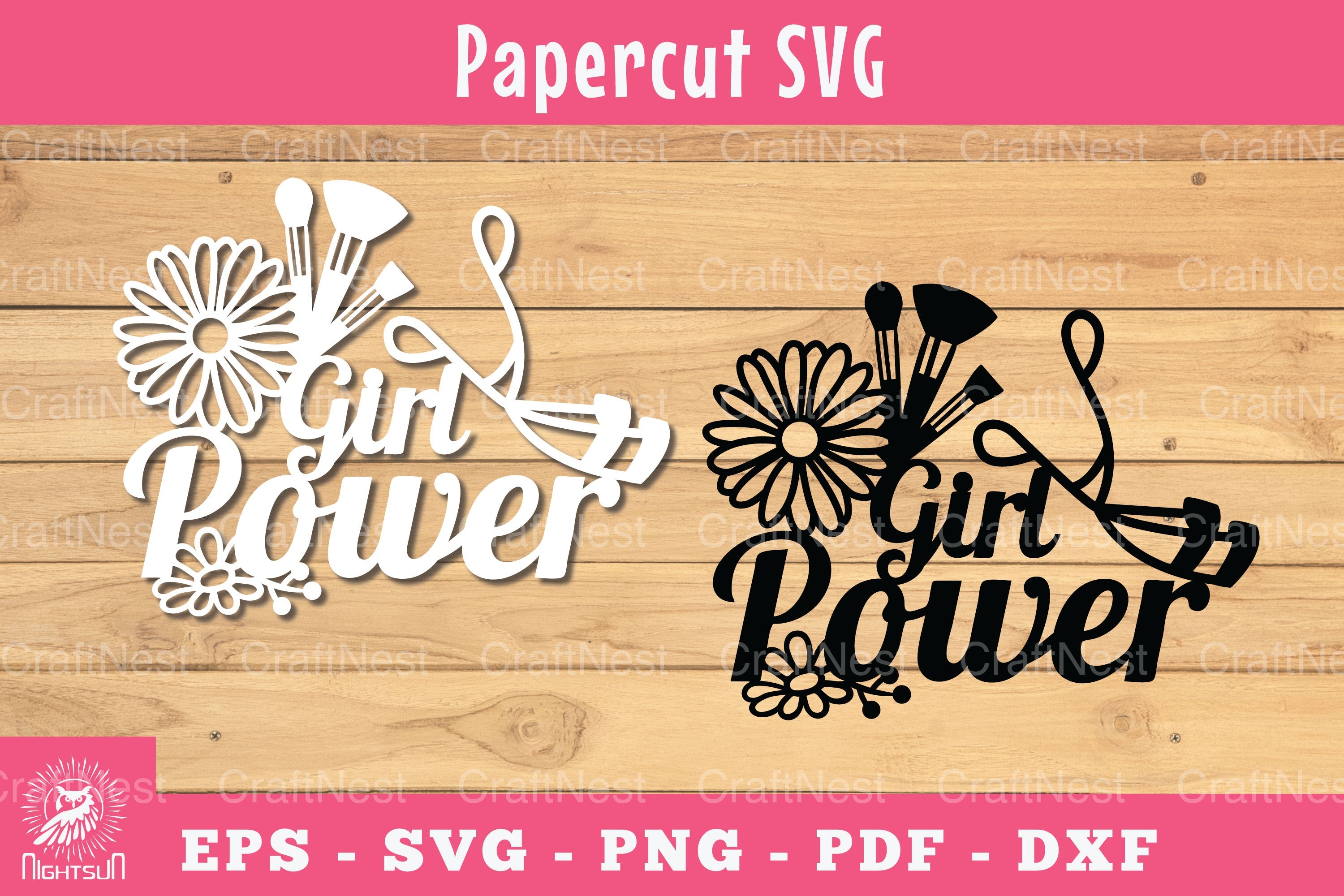 Girl Power Floral Makeup Papercut SVG Bundle - CraftNest - Digital Crafting and Art