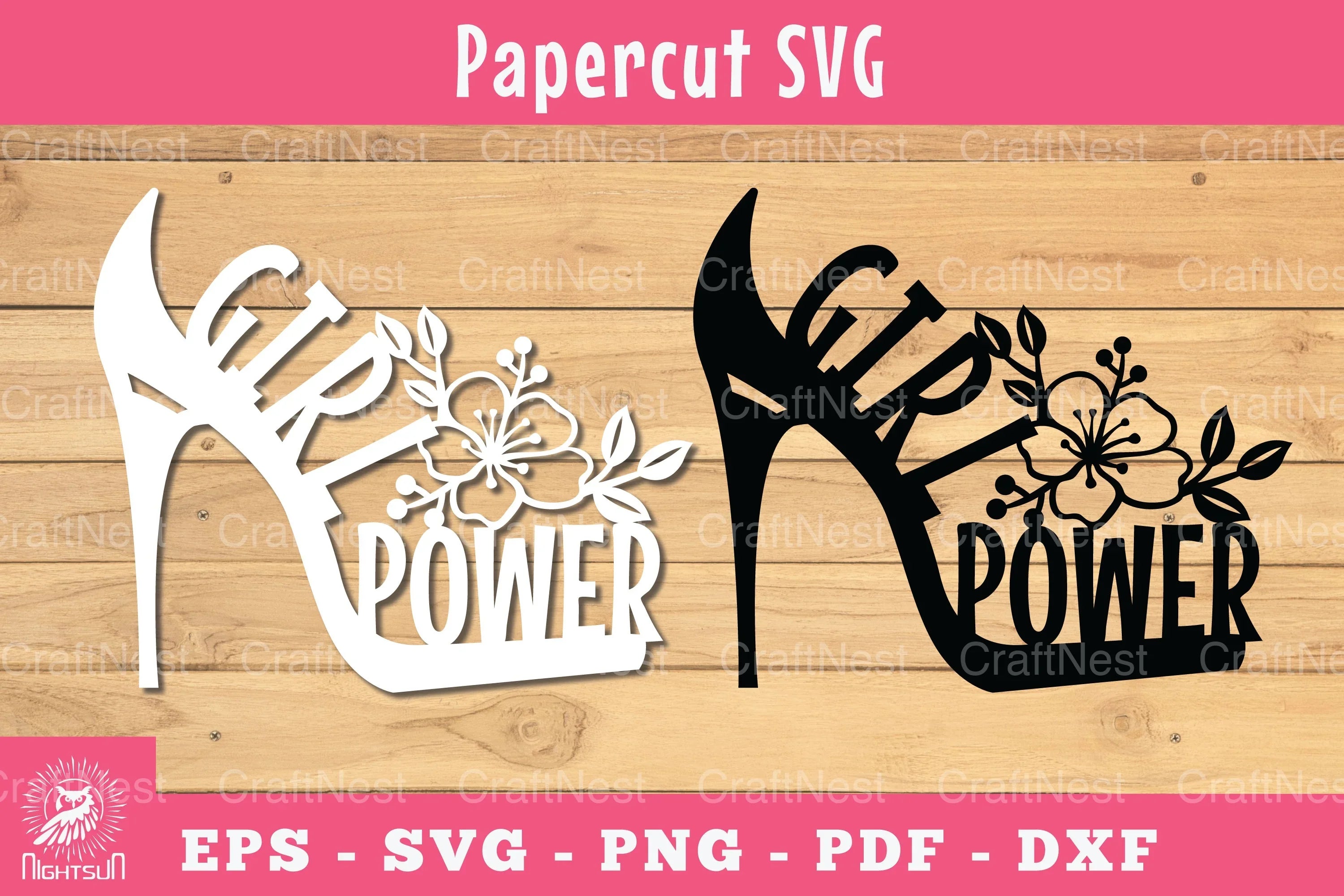 Girl Power Papercut Flower Heels Clipart Bundle - CraftNest - Digital Crafting and Art