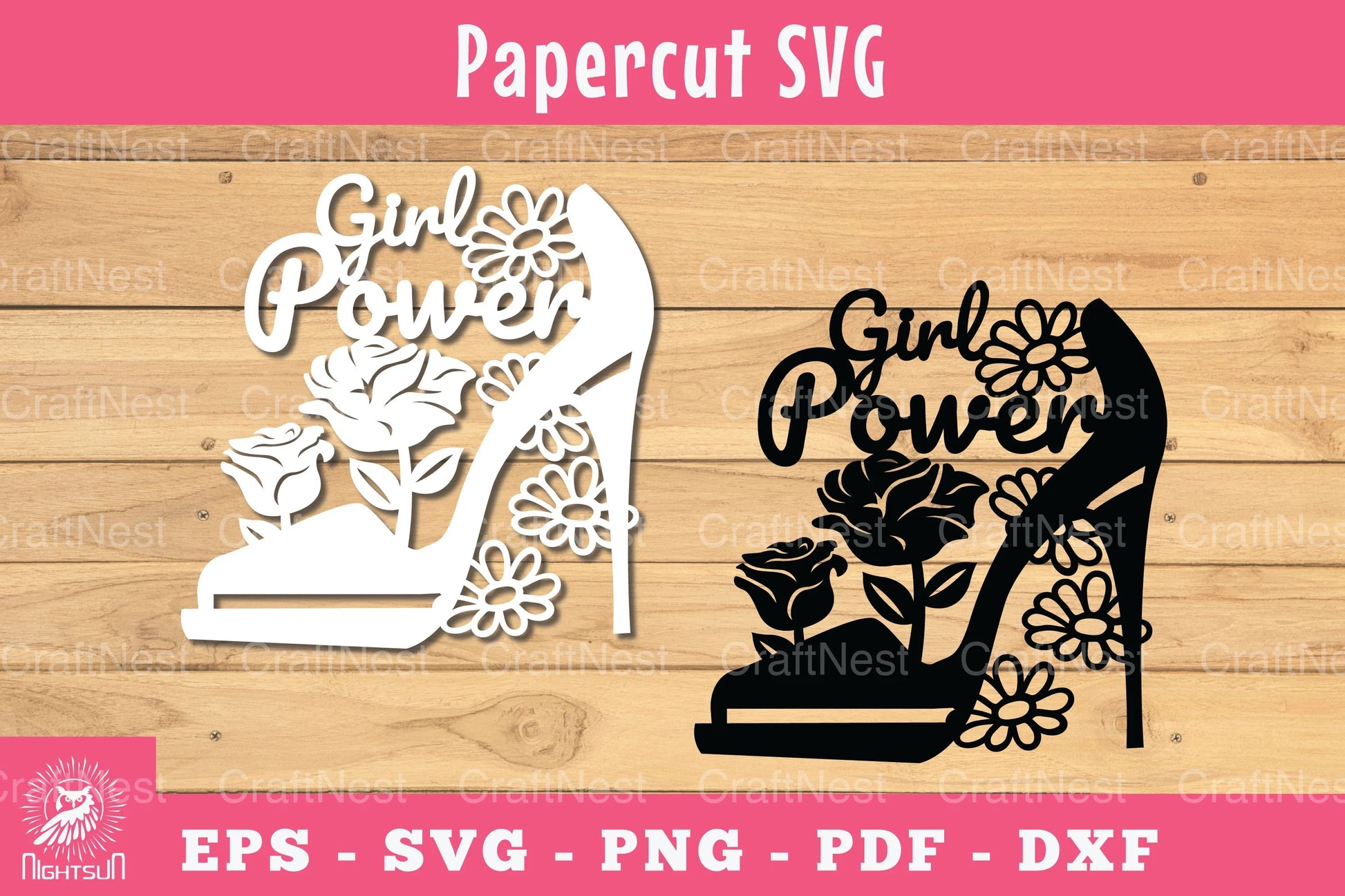 Girl Power Papercut Flower Heels Clipart Bundle - CraftNest - Digital Crafting and Art