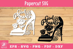 Girl Power Papercut Flower Heels Clipart Bundle - CraftNest - Digital Crafting and Art