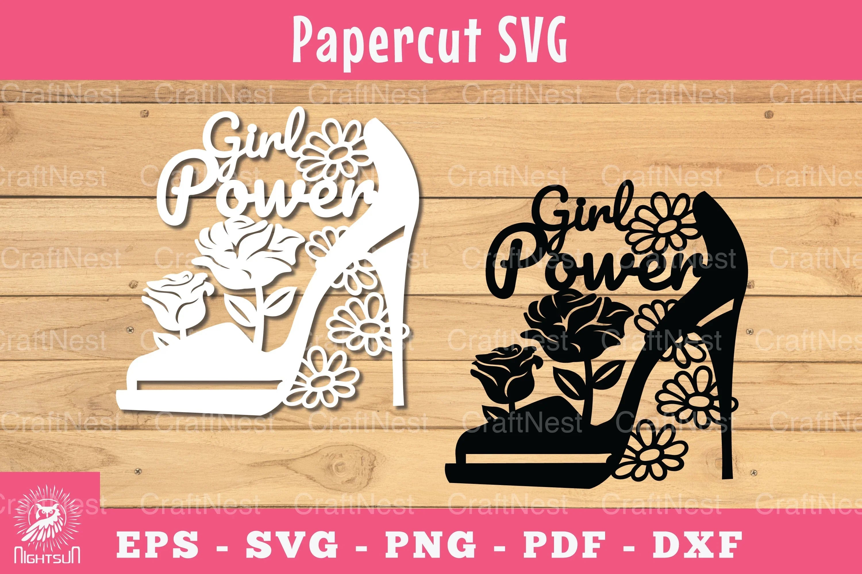 Girl Power Papercut Flower Heels Clipart Bundle - CraftNest - Digital Crafting and Art