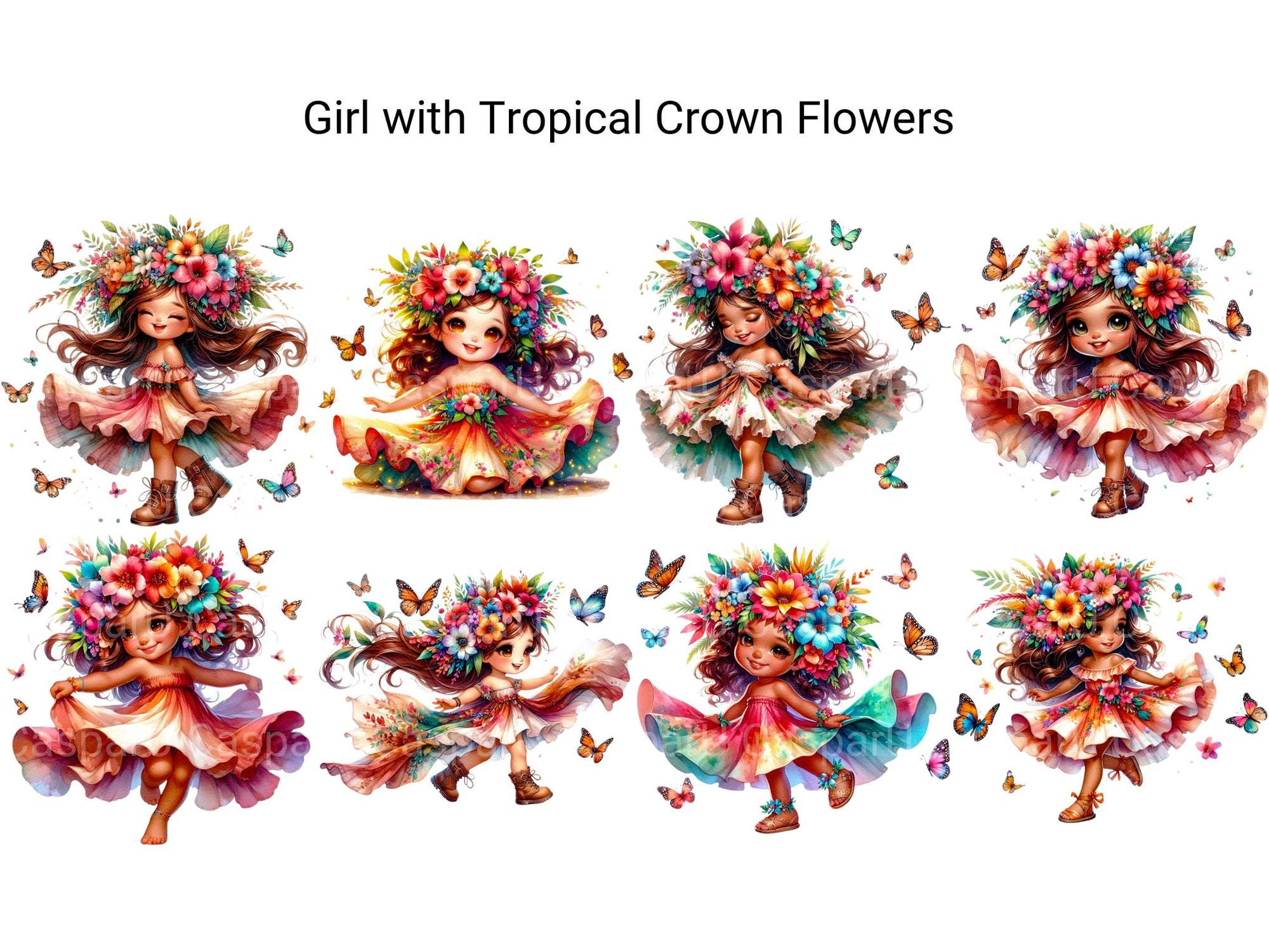 Girl with Tropical Crown Flowers - CraftNest - Digital Crafting and Art