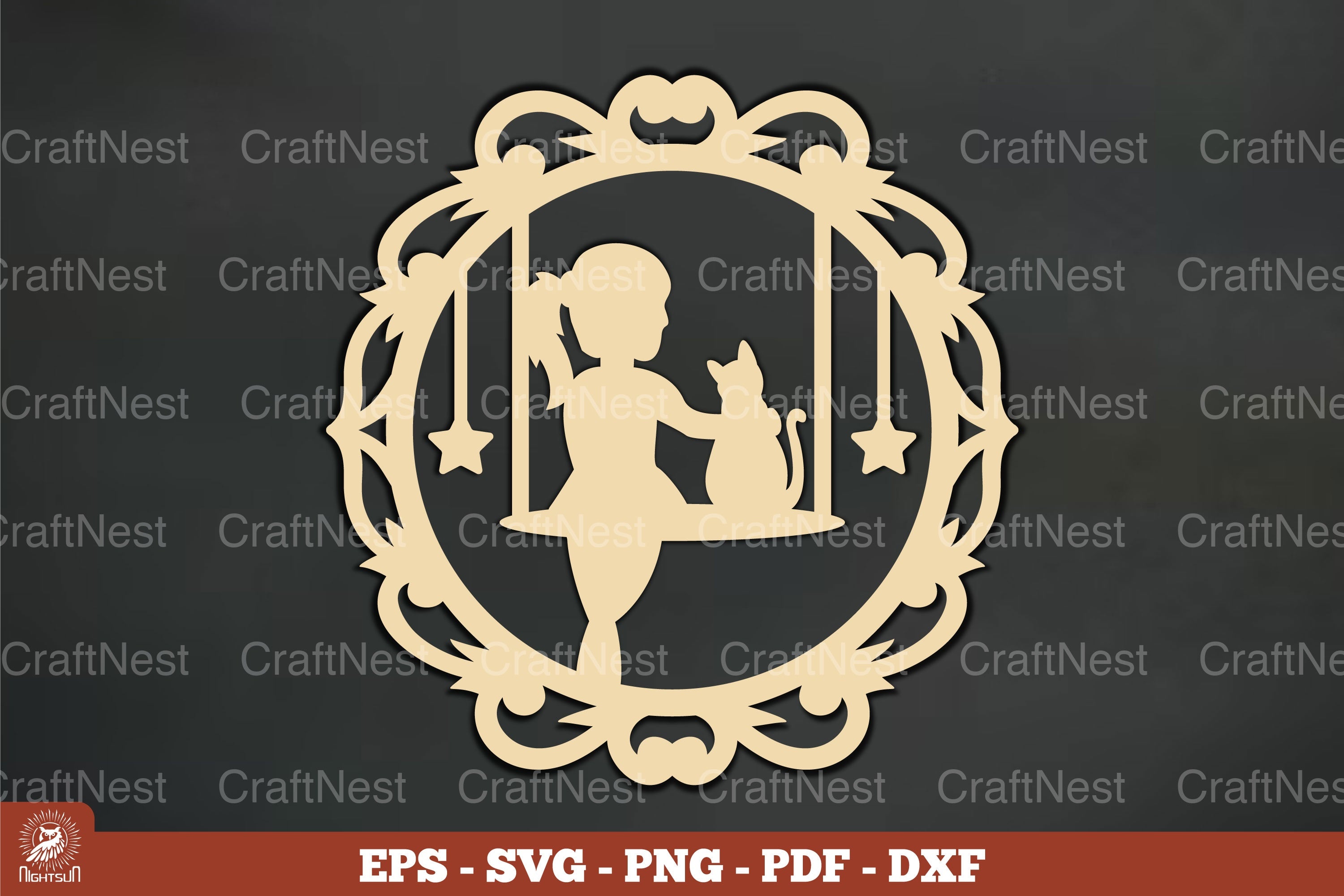 Vintage Girl and Cat Ornament Clipart Bundle - CraftNest - Digital Crafting and Art