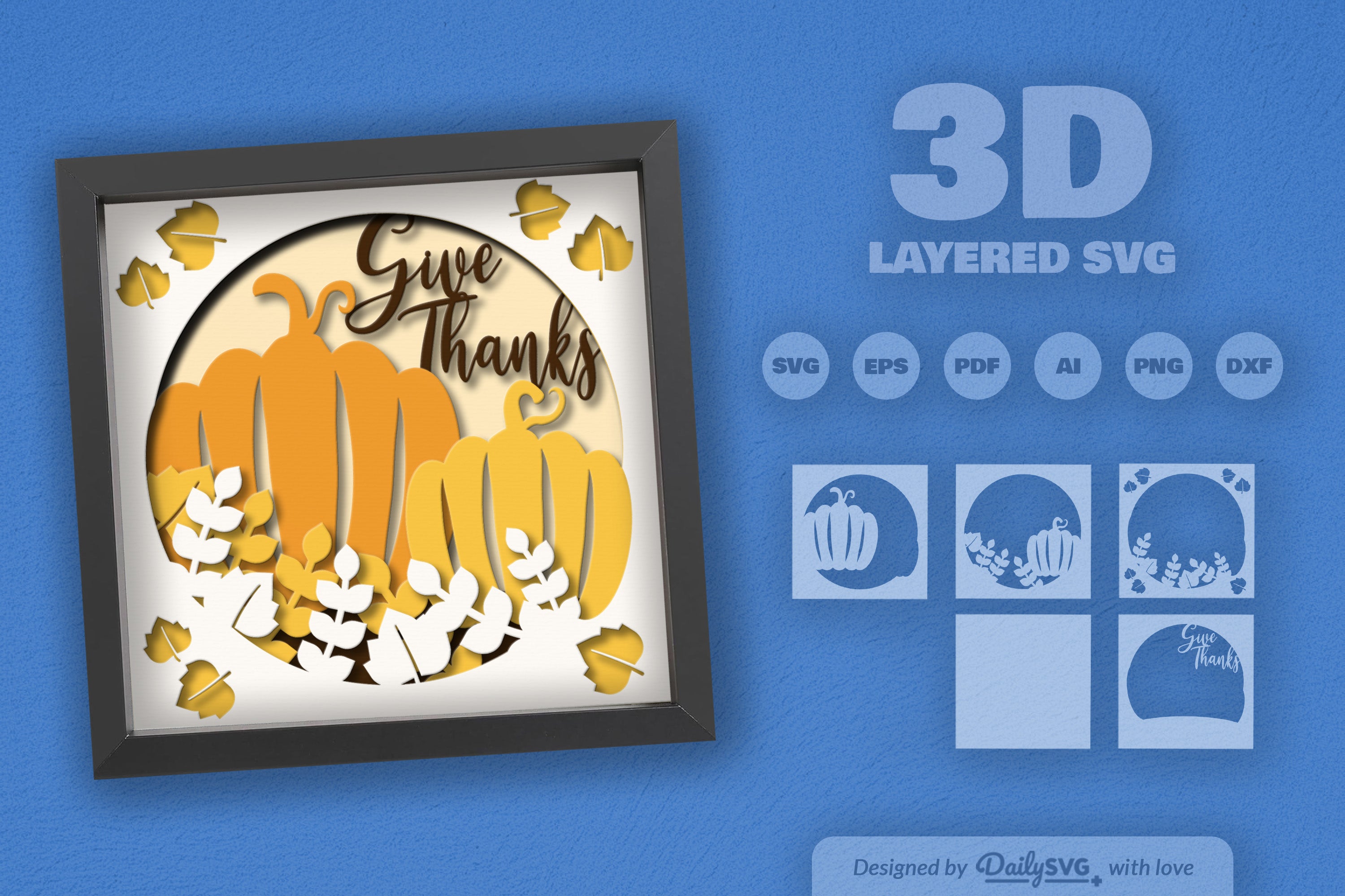Give Thanks 3D Papercut SVG Bundle