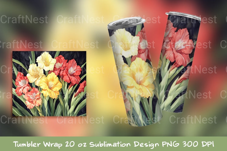 Gladiolus Gouache Tumbler Wrap - CraftNest - Digital Crafting and Art