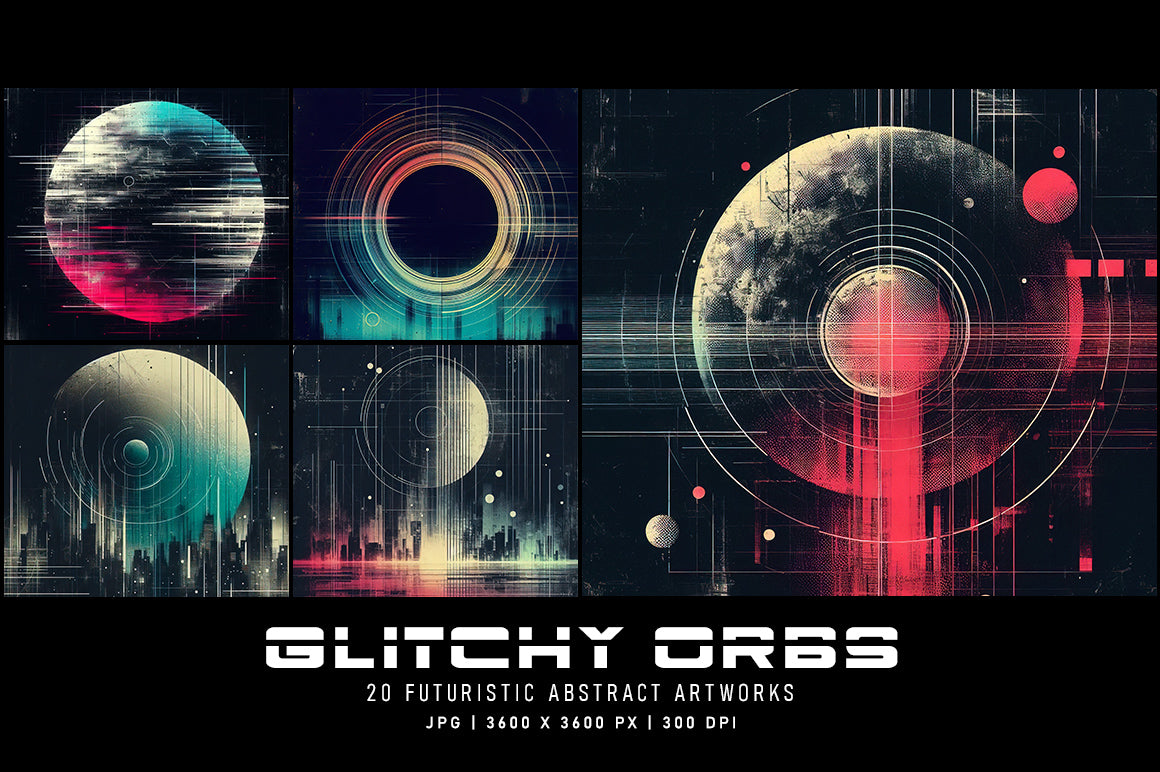 Glitchy Orbs - Wall Art