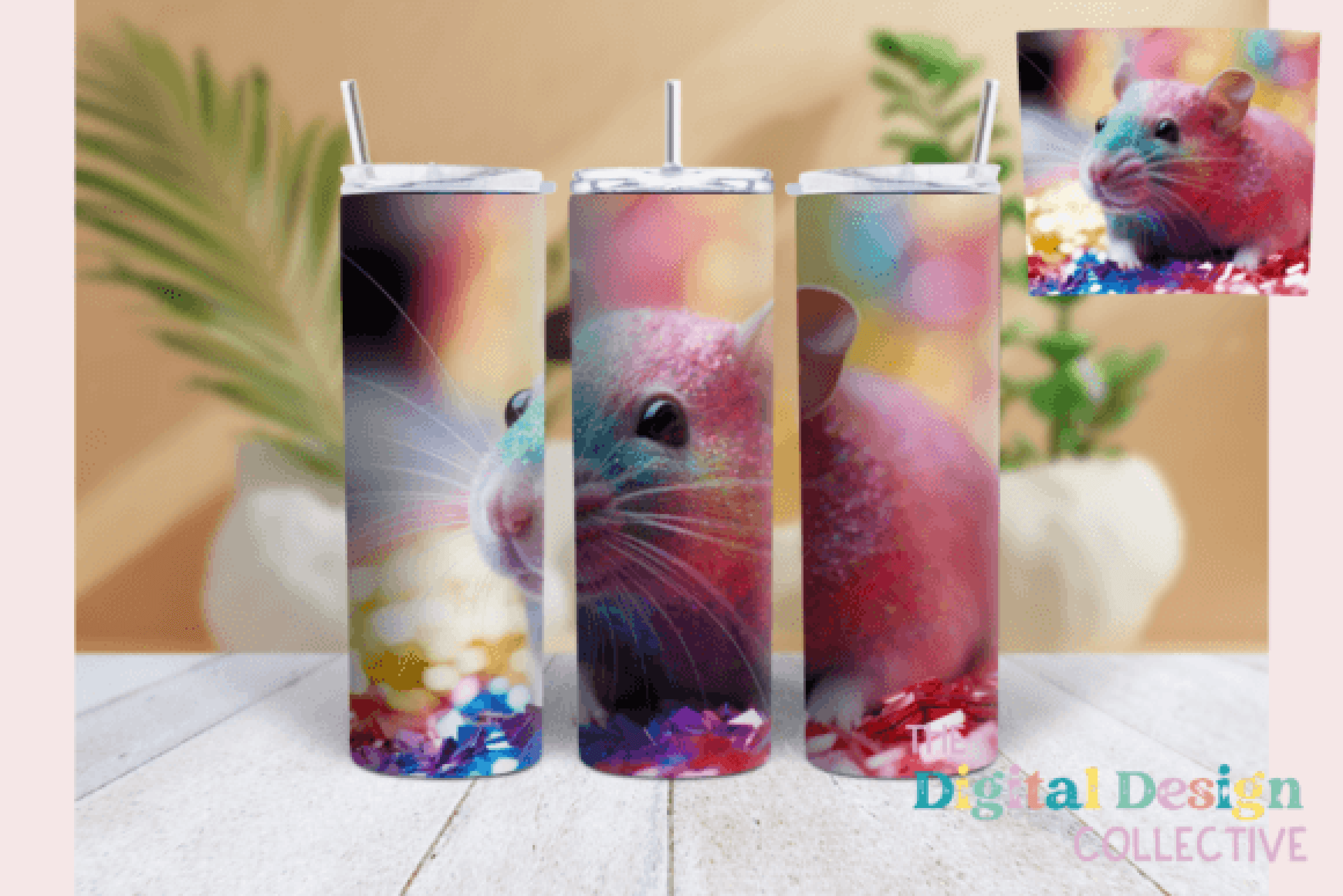 Glitter Party Rat 3D Tumbler Wrap Bundle - CraftNest - Digital Crafting and Art