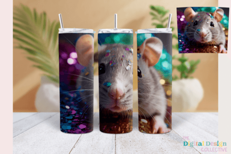 Glitter Party Rat 3D Tumbler Wrap Bundle - CraftNest - Digital Crafting and Art