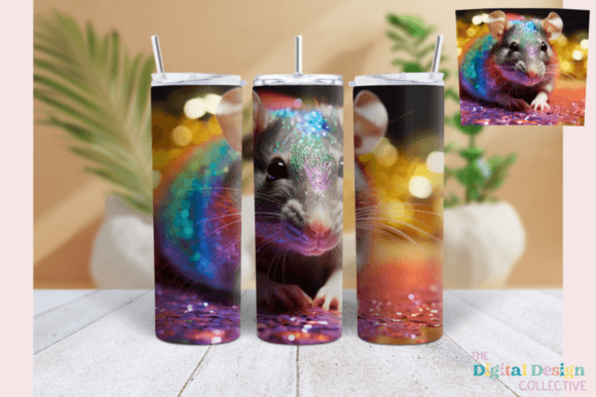 Glitter Party Rat 3D Tumbler Wrap Bundle