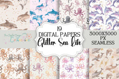 Glitter Sea Life Seamless Digital Paper - CraftNest - Digital Crafting and Art