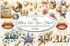 Glittery New Year Clipart Bundle - CraftNest - Digital Crafting and Art