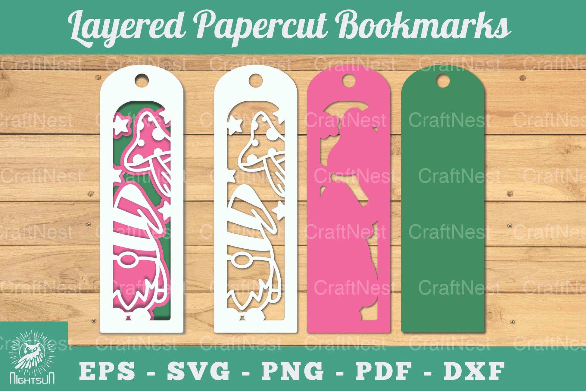 Gnome Papercut Bookmark SVG Bundle - CraftNest - Digital Crafting and Art