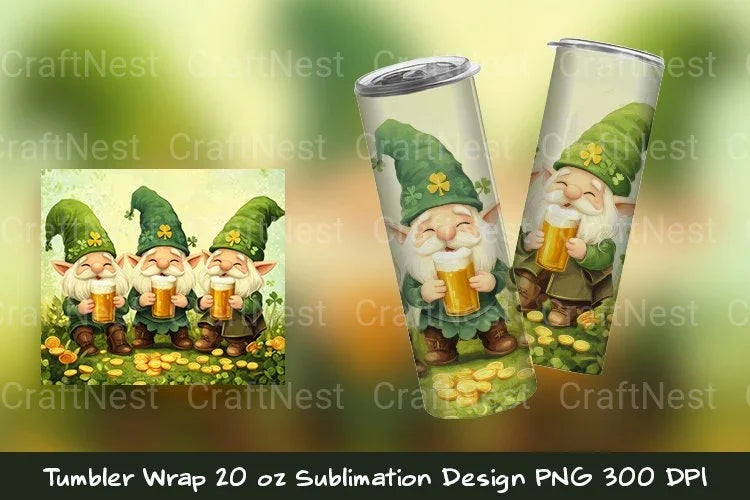 Gnome St Patrick Tumbler Wrap - CraftNest - Digital Crafting and Art