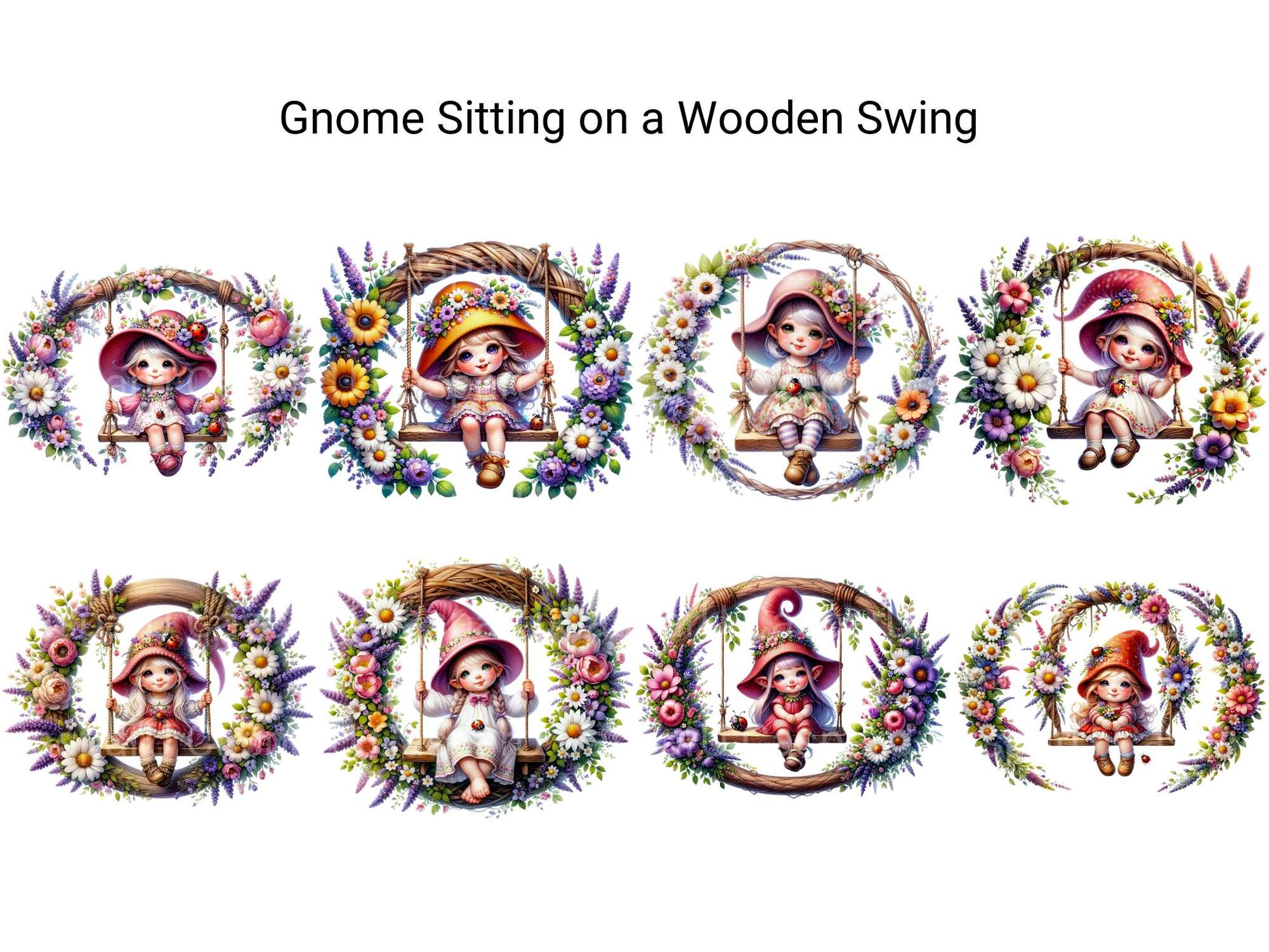 Gnome Sitting on Wooden Swing - CraftNest - Digital Crafting and Art