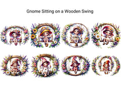 Gnome Sitting on Wooden Swing - CraftNest - Digital Crafting and Art