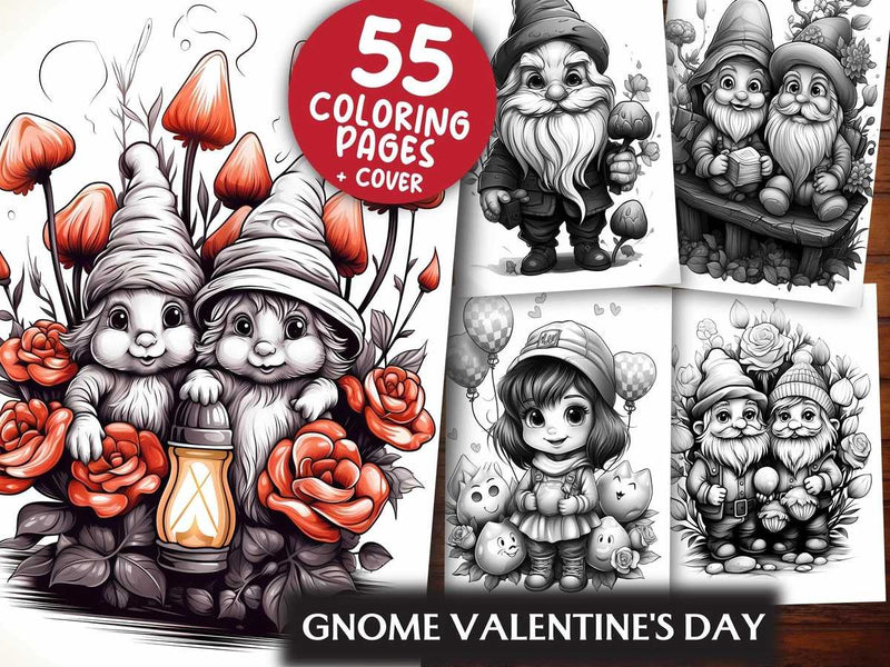 Gnome Valentines Day Coloring Books - CraftNest