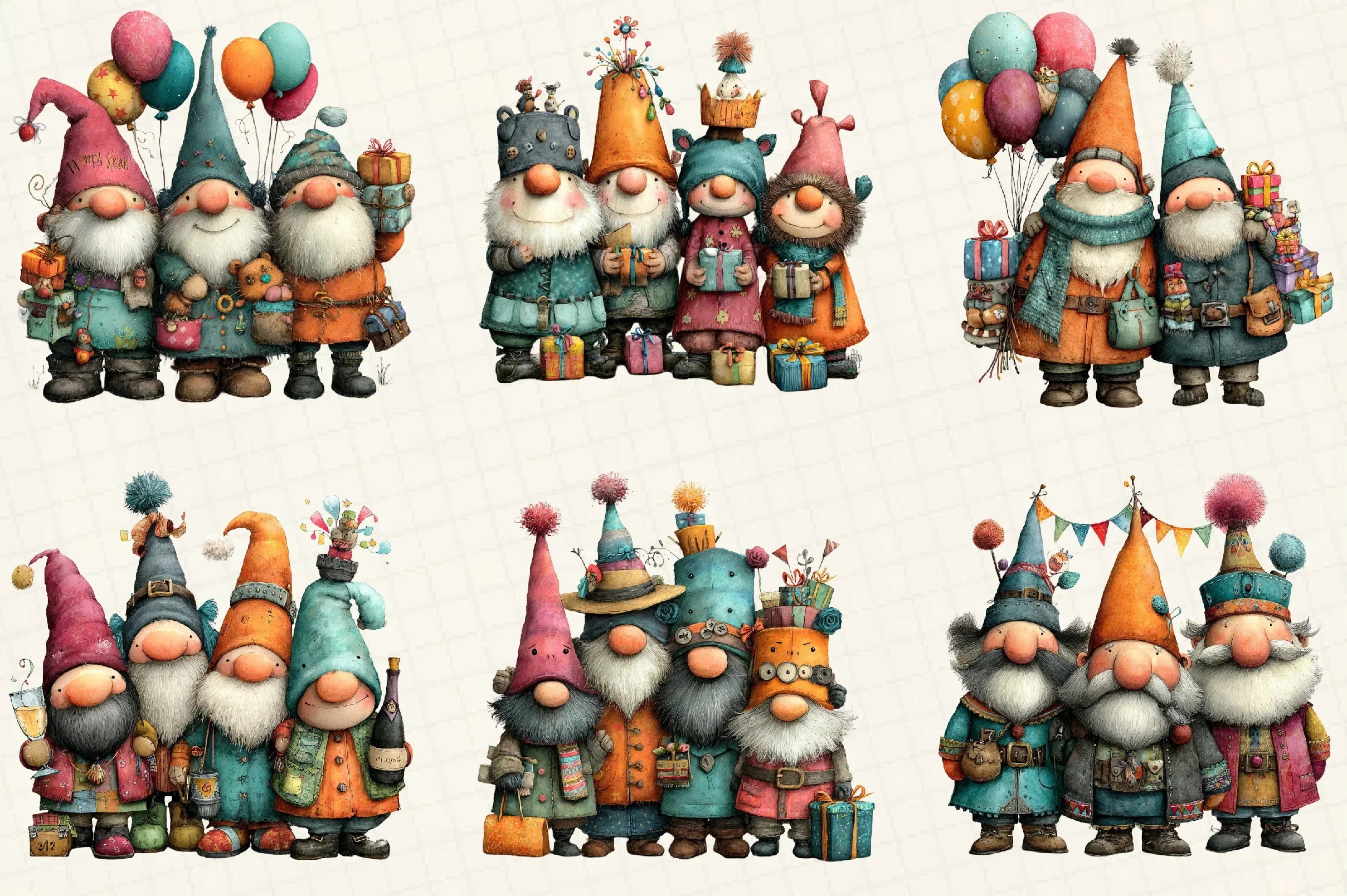 Gnomes Happy New Year Clipart Bundle - CraftNest - Digital Crafting and Art