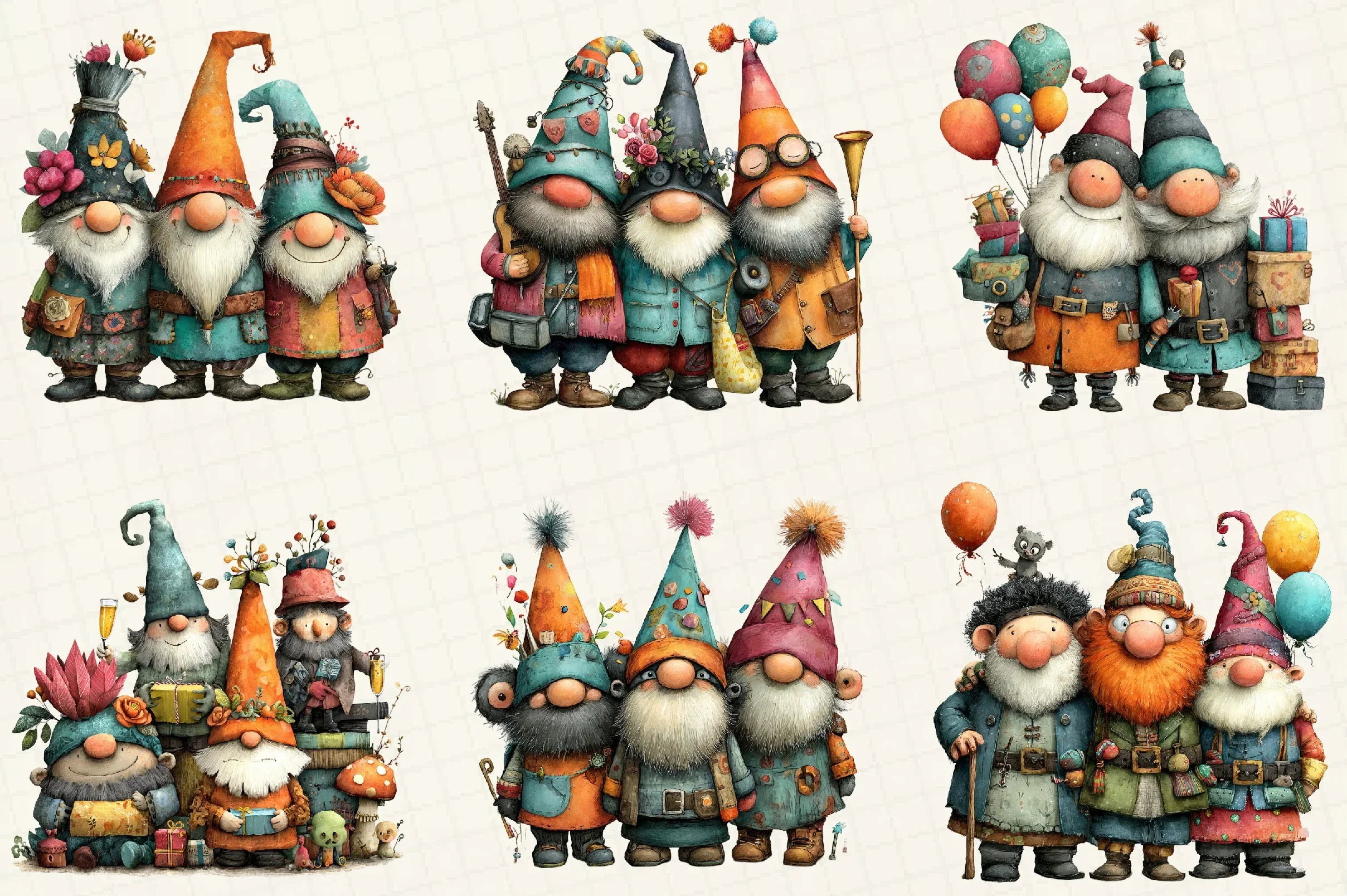 Gnomes Happy New Year Clipart Bundle - CraftNest - Digital Crafting and Art