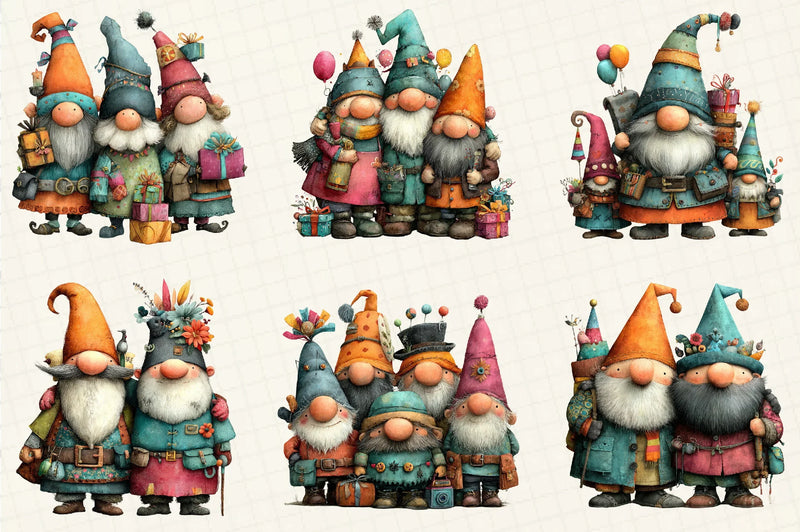 Gnomes Happy New Year Clipart Bundle - CraftNest - Digital Crafting and Art