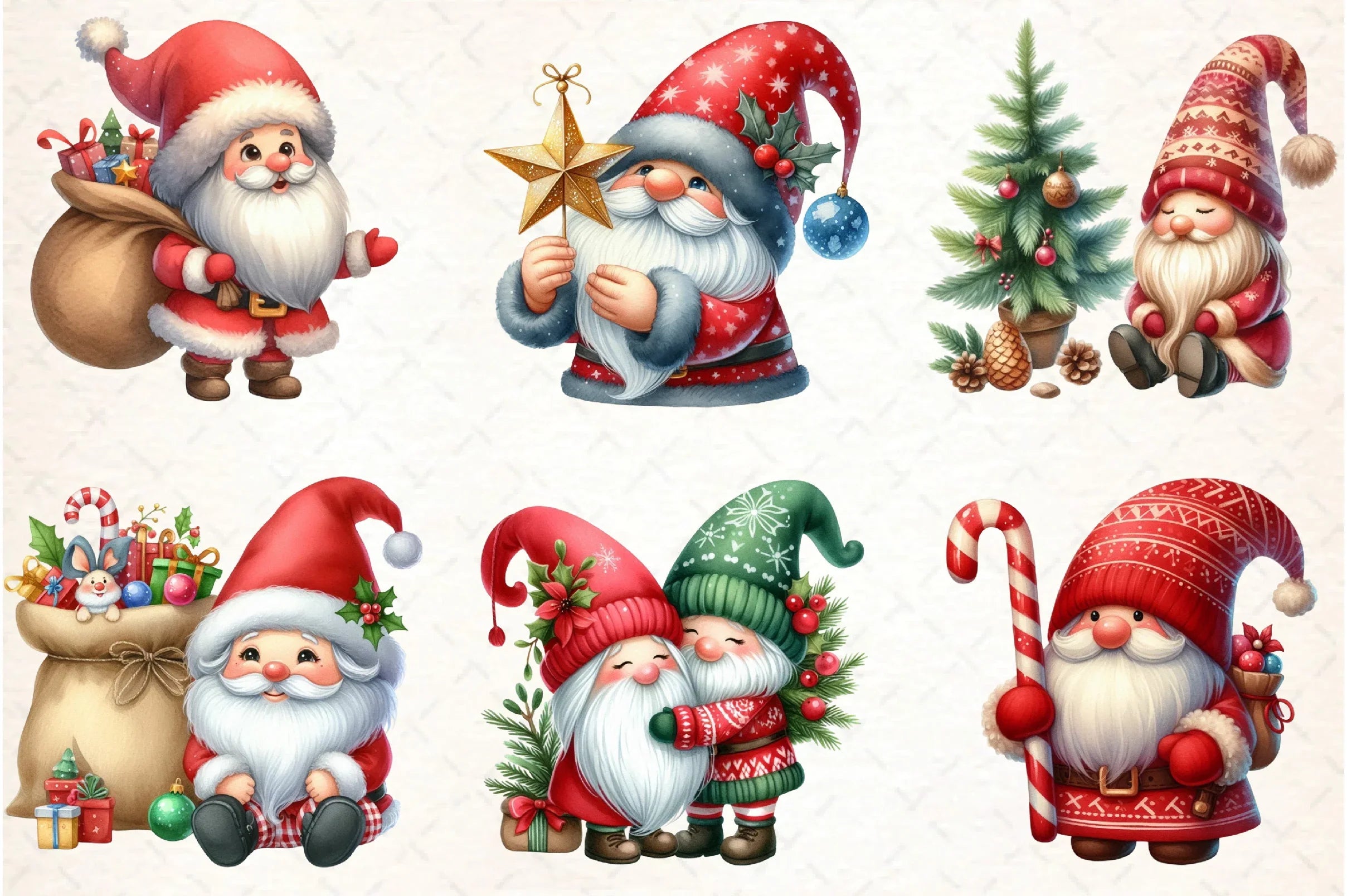 Gnomes and Christmas Dwarfs Clipart Bundle - CraftNest - Digital Crafting and Art