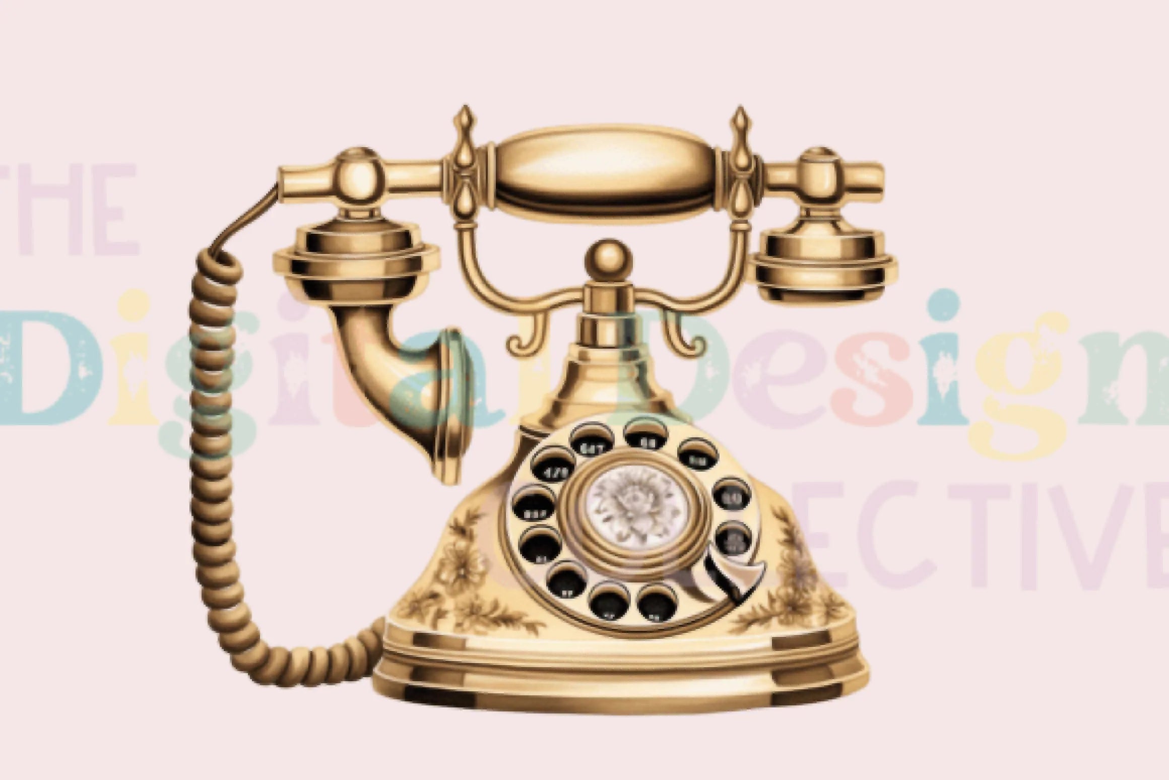 Gold Metallic Floral Vintage Phone Design Clipart Bundle - CraftNest - Digital Crafting and Art