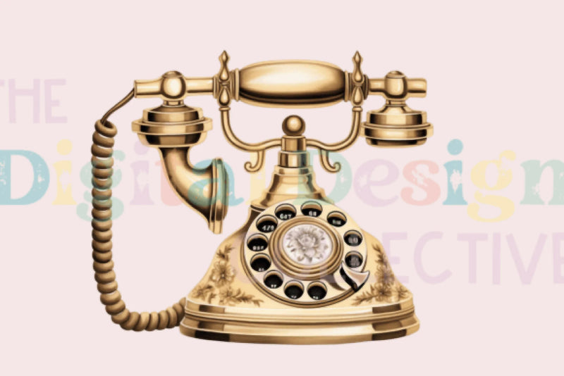 Gold Metallic Floral Vintage Phone Design Clipart Bundle - CraftNest - Digital Crafting and Art