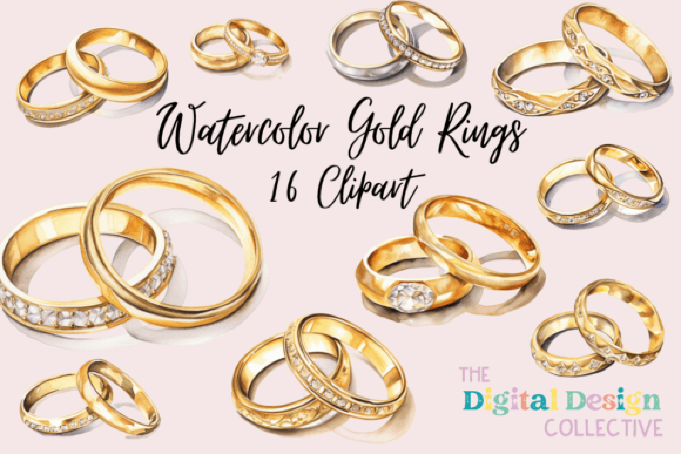 Stunning Wedding Rings Clipart Bundle