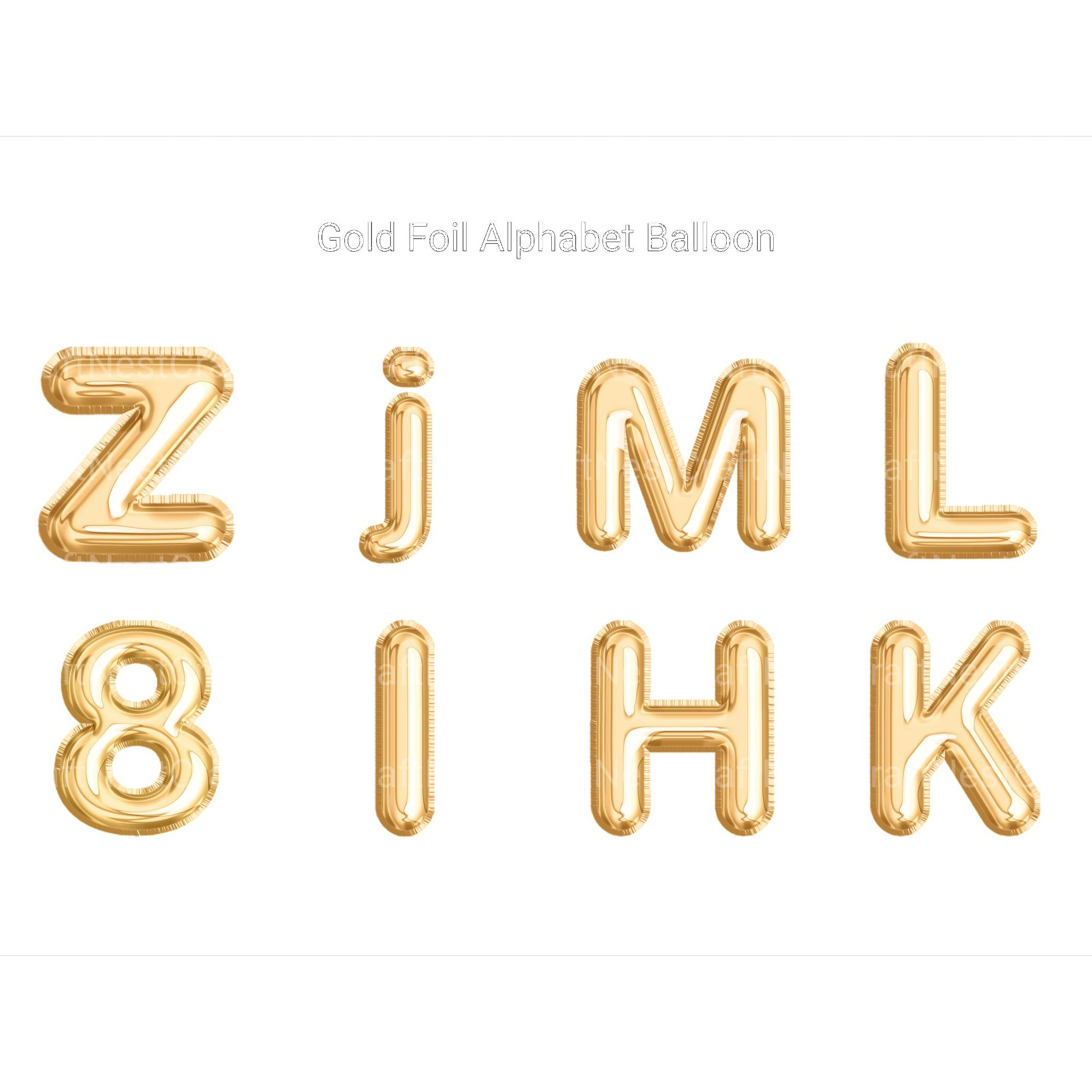 Gold Foil Alphabet Balloon Clipart - CraftNest - Digital Crafting and Art