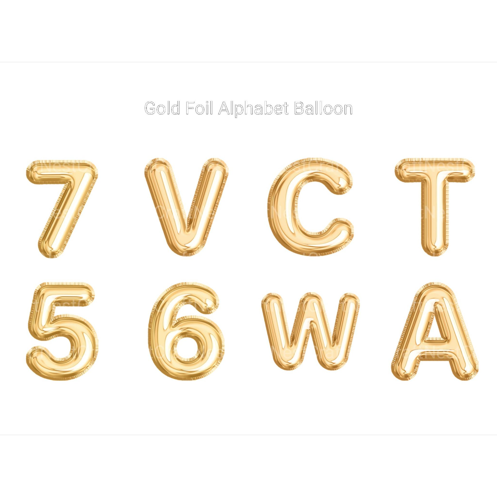 Gold Foil Alphabet Balloon Clipart - CraftNest - Digital Crafting and Art