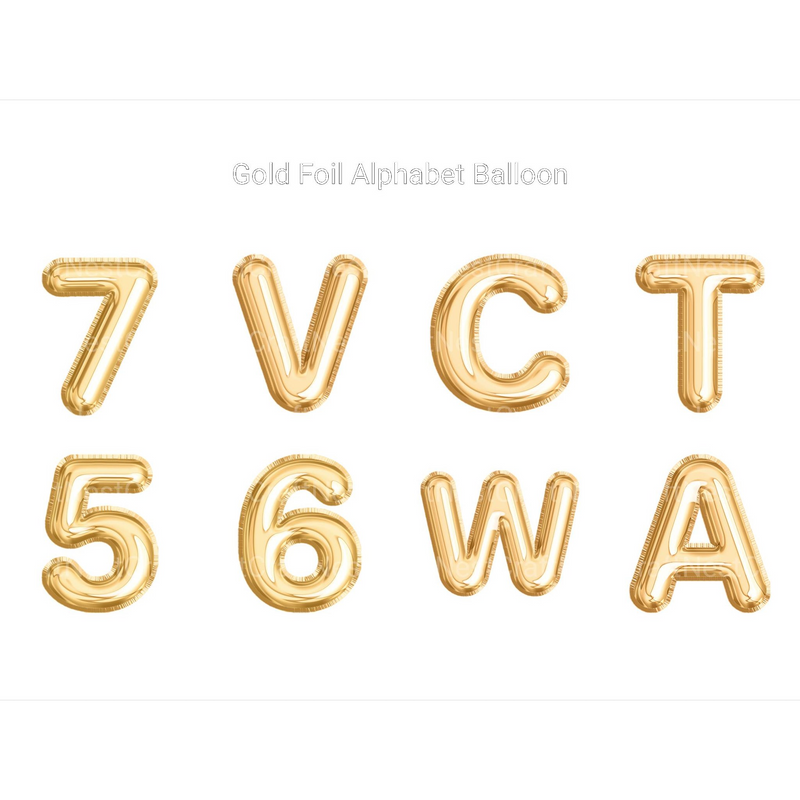 Gold Foil Alphabet Balloon Clipart - CraftNest - Digital Crafting and Art