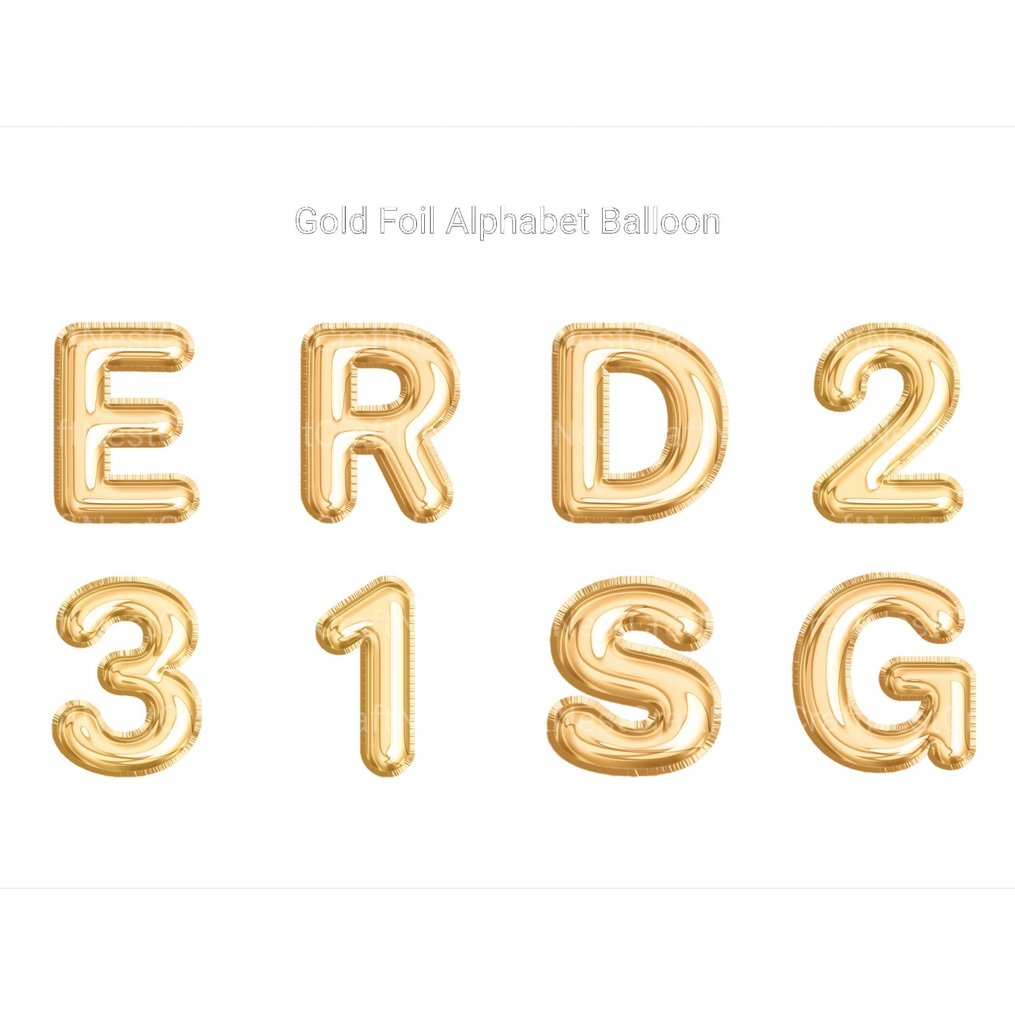 Gold Foil Alphabet Balloon Clipart - CraftNest - Digital Crafting and Art