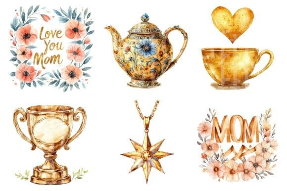 Golden Mother's Day Clipart Bundle 5 - CraftNest - Digital Crafting and Art