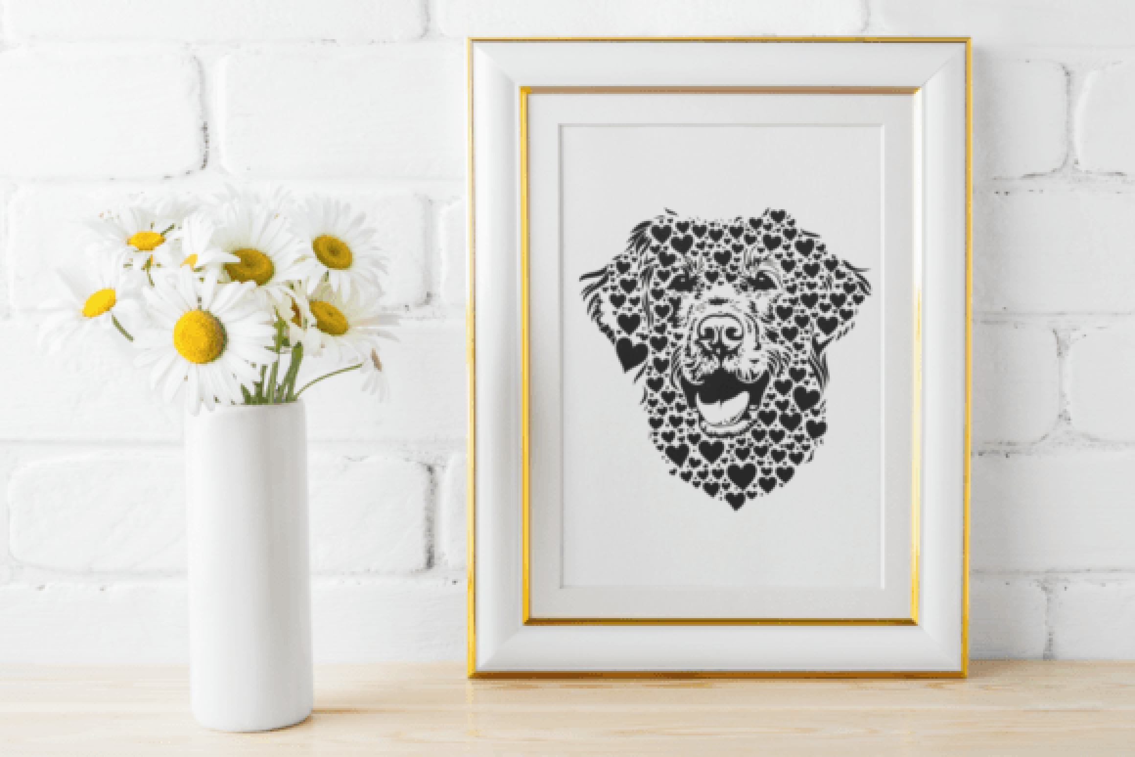 Golden Retriever Hearts Clipart Bundle