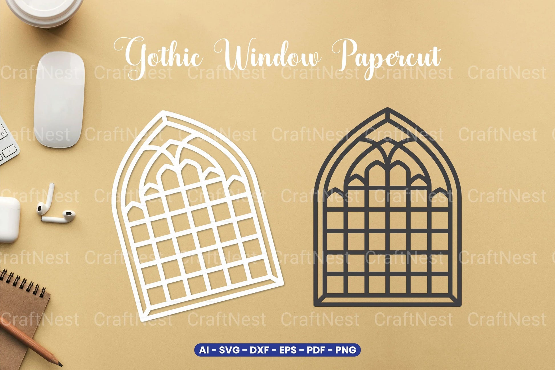 Gothic Window Papercut SVG Bundle - CraftNest - Digital Crafting and Art