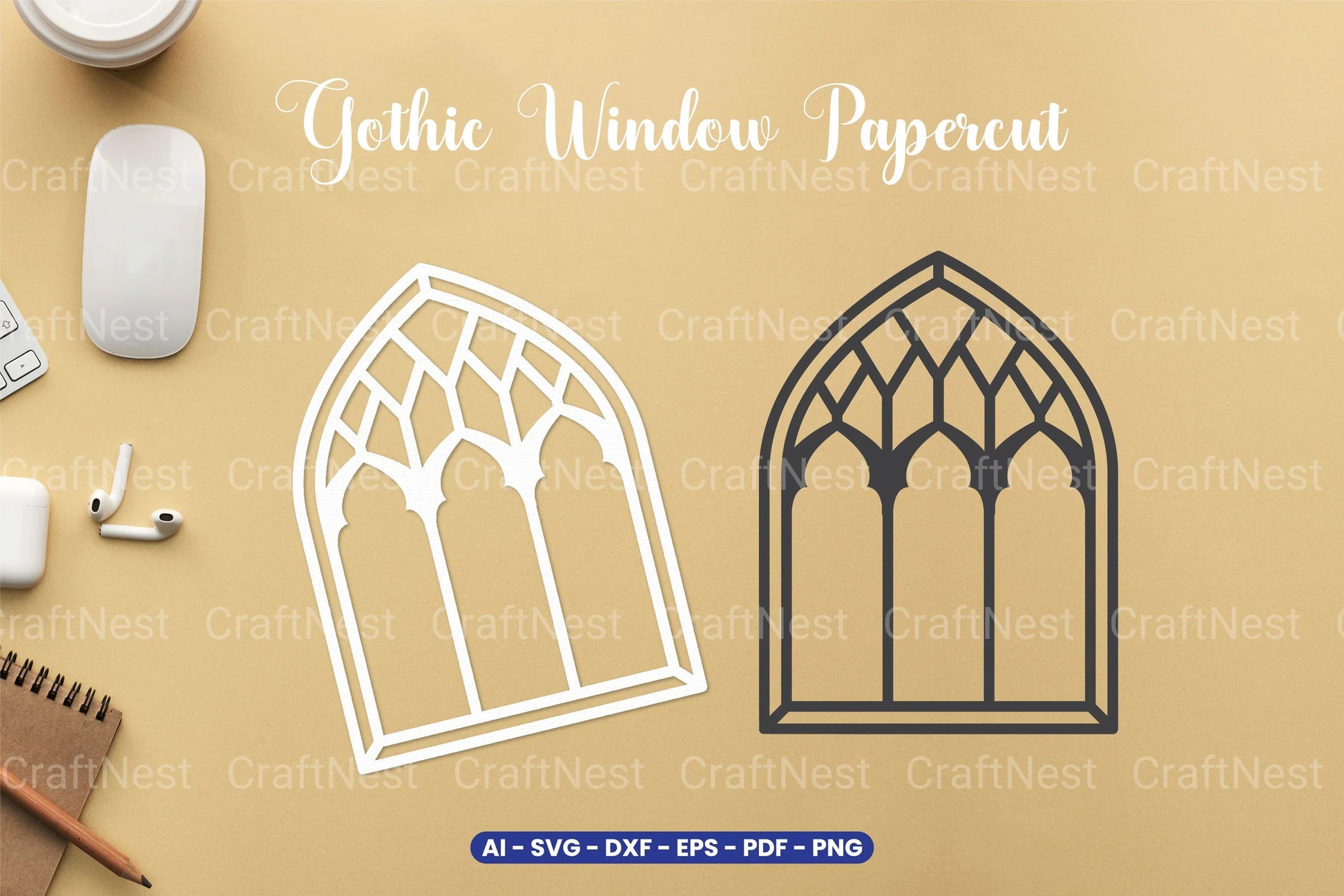 Gothic Window Papercut SVG Bundle - CraftNest - Digital Crafting and Art