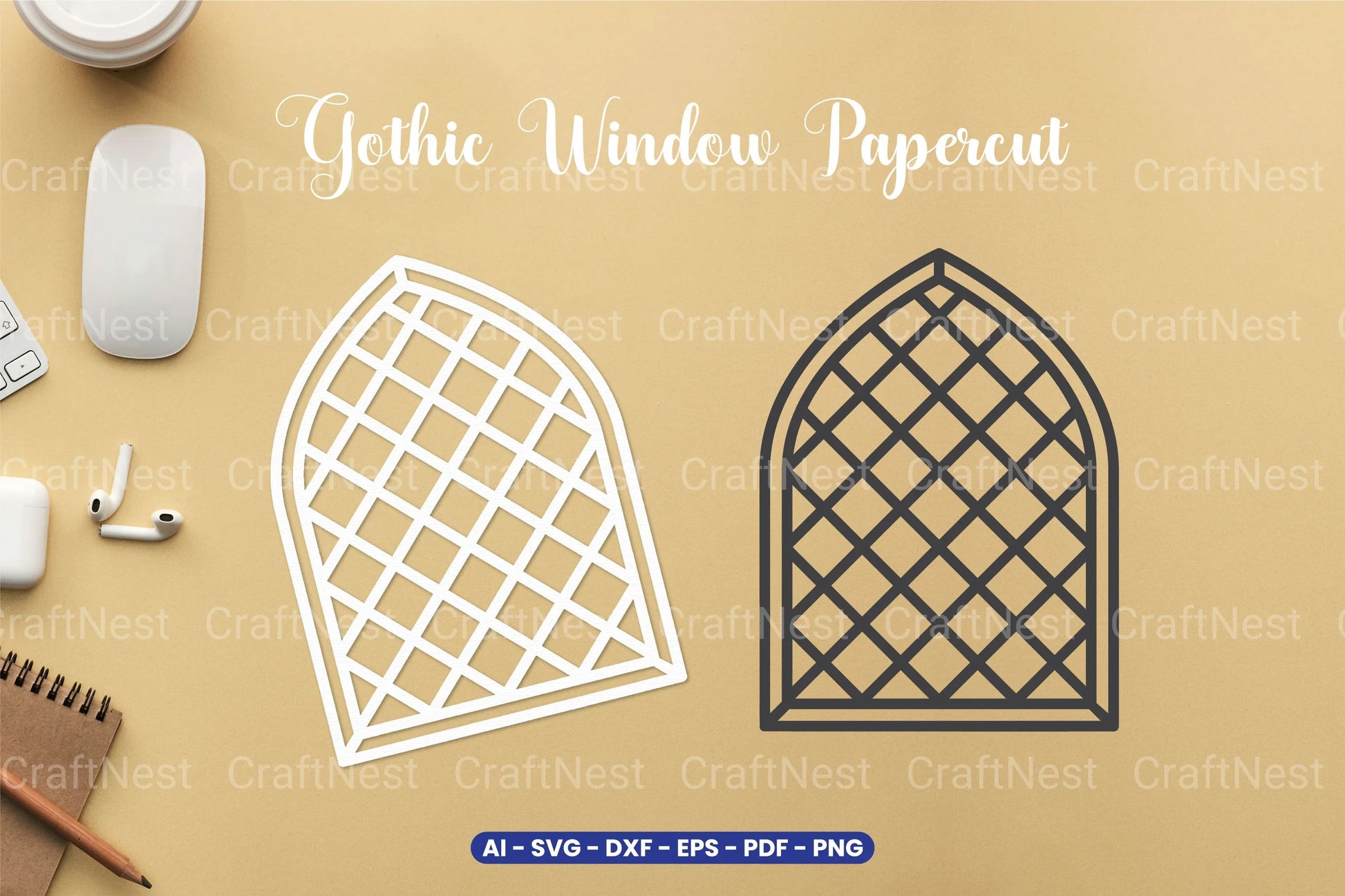Gothic Window Papercut SVG Bundle - CraftNest - Digital Crafting and Art