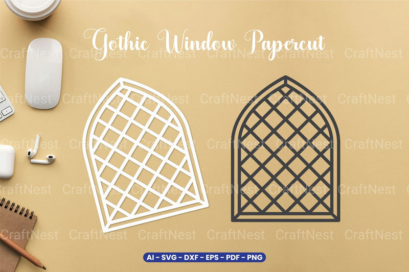 Gothic Window Papercut SVG Bundle - CraftNest - Digital Crafting and Art