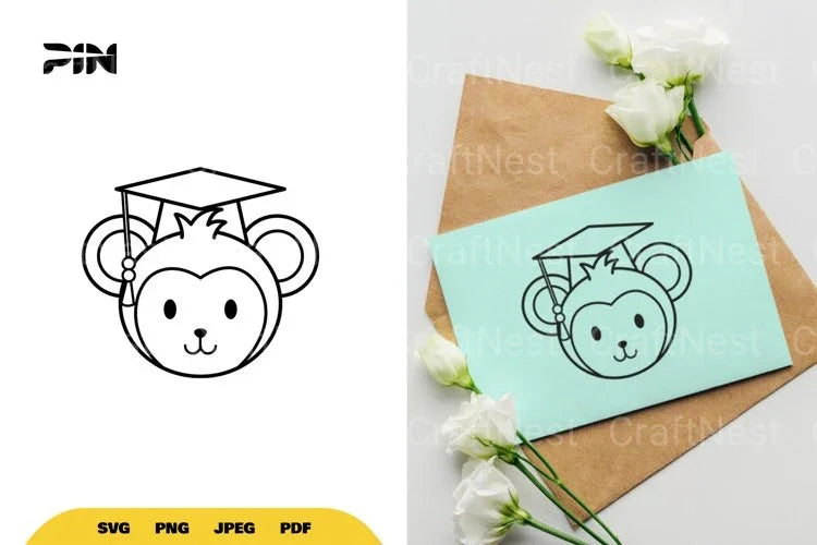 Kawaii Monkey Graduate SVG Bundle - CraftNest - Digital Crafting and Art
