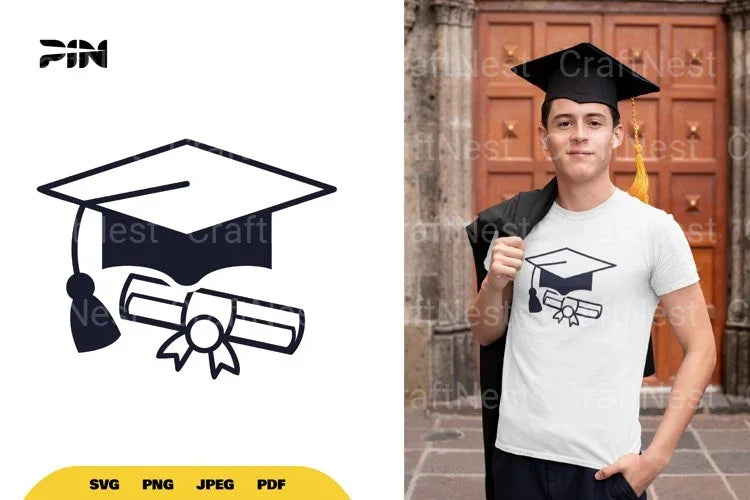Graduation Hat and Diploma SVG Bundle - CraftNest - Digital Crafting and Art