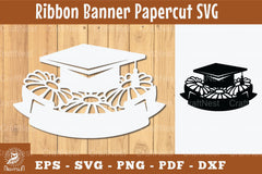 Graduation Ribbon Banner Papercut SVG Bundle - CraftNest - Digital Crafting and Art