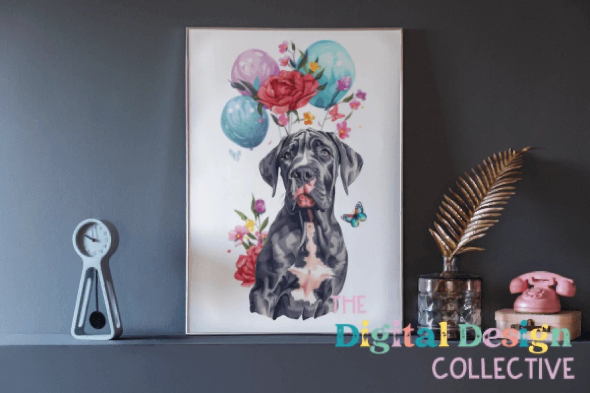 Great Dane Floral Birthday Clipart Bundle - CraftNest - Digital Crafting and Art