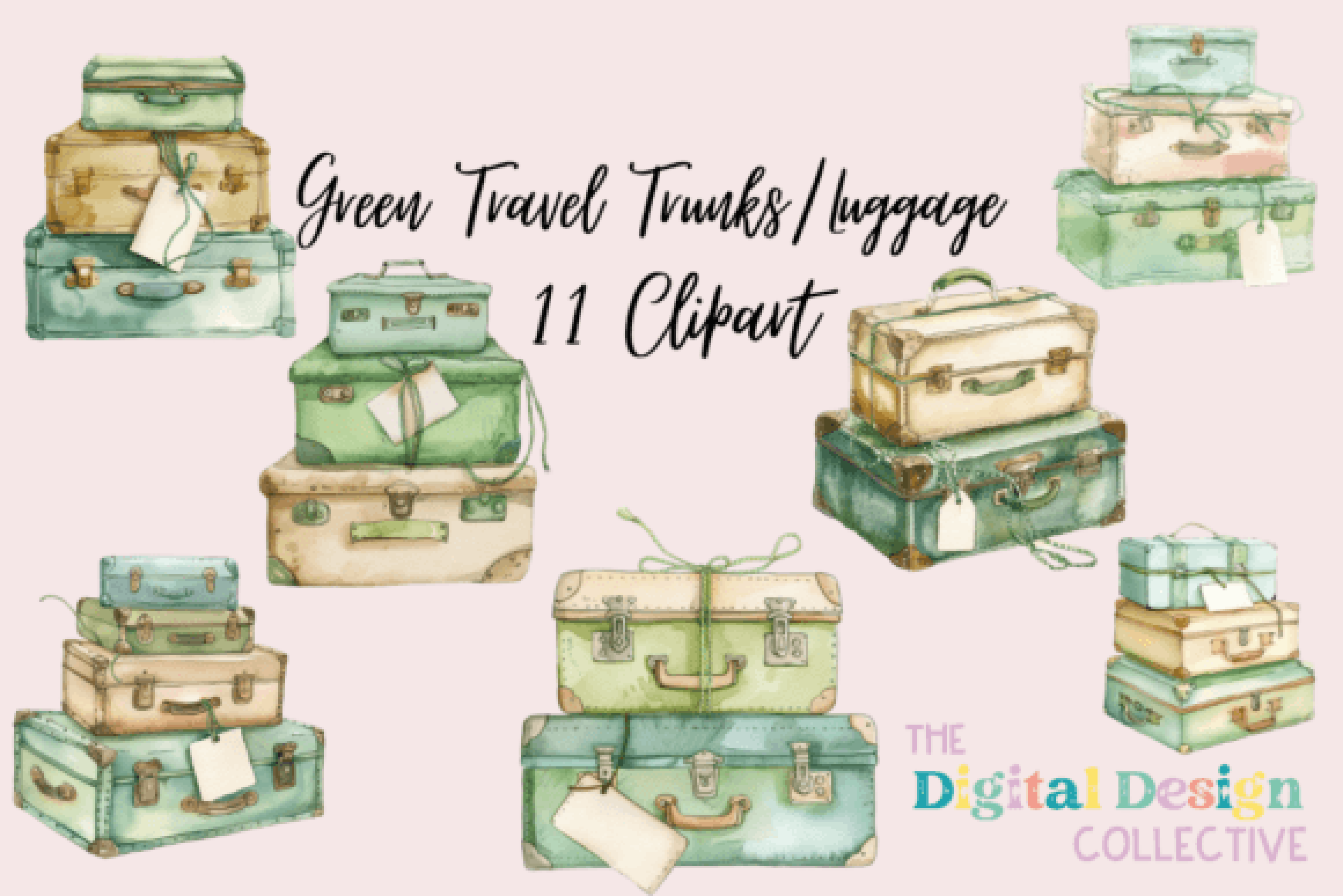 Green Trunk Clipart Bundle