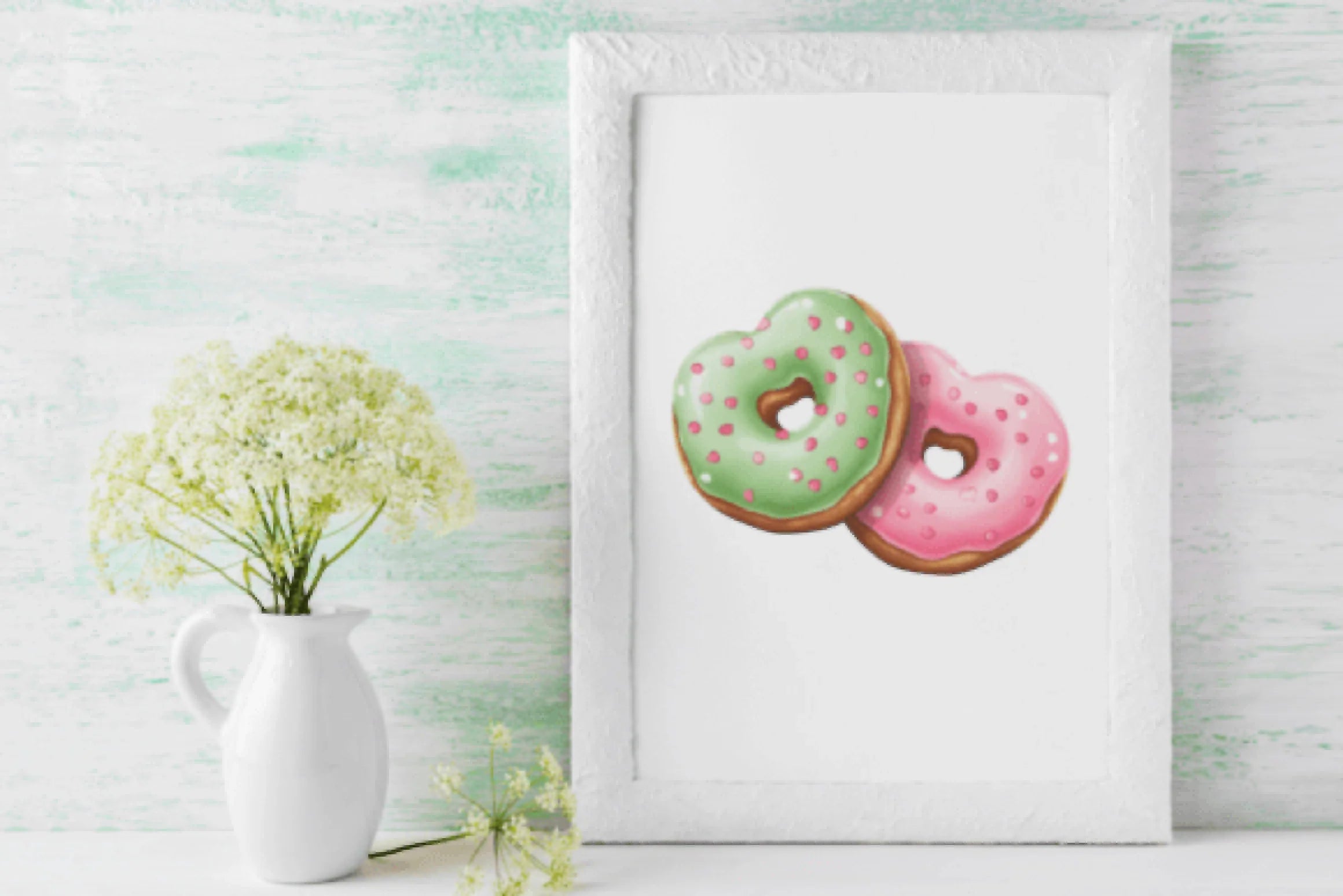 Green and Pink Donuts Clipart Bundle - CraftNest - Digital Crafting and Art