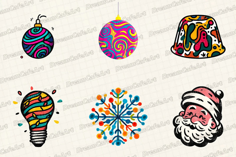 Groovy Retro Christmas Clipart Bundle - CraftNest - Digital Crafting and Art