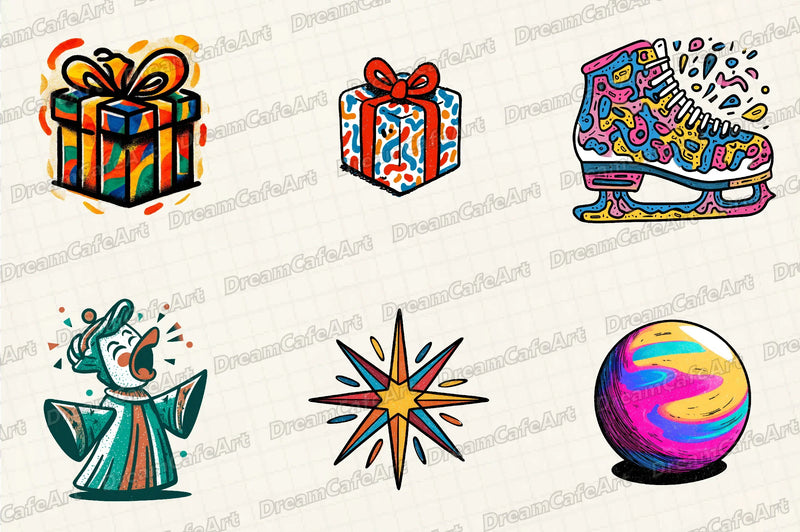 Groovy Retro Christmas Clipart Bundle - CraftNest - Digital Crafting and Art
