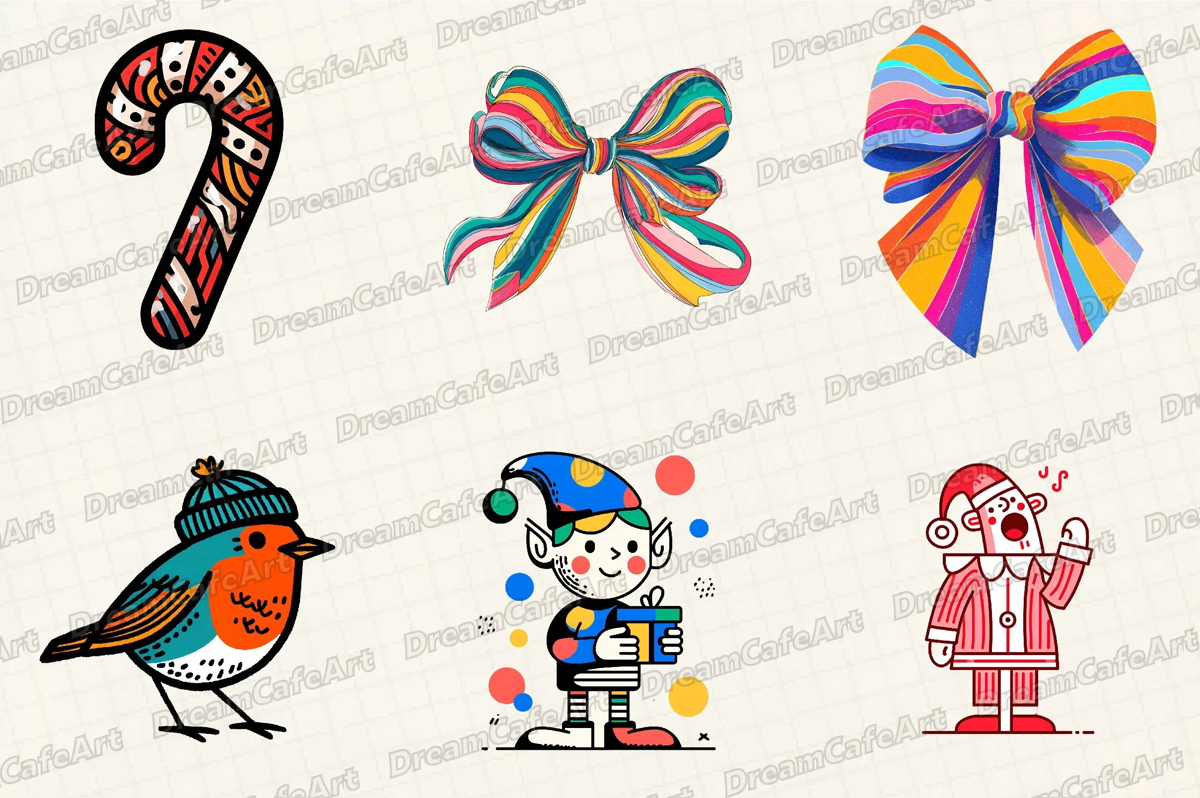 Groovy Retro Christmas Clipart Bundle - CraftNest - Digital Crafting and Art