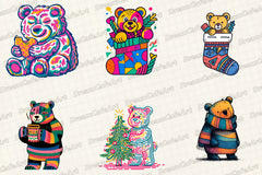 Groovy Retro Christmas Teddy Clipart Bundle - CraftNest - Digital Crafting and Art