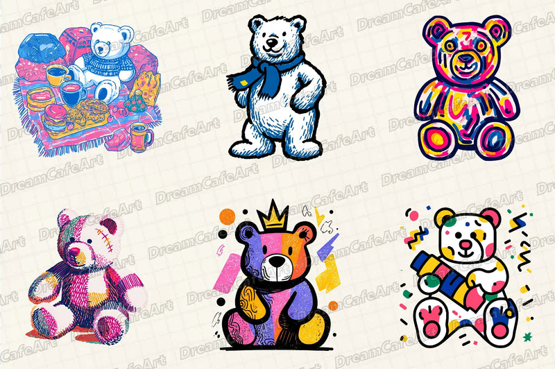 Groovy Retro Christmas Teddy Clipart Bundle - CraftNest - Digital Crafting and Art