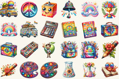 Groovy School Clipart Bundle - CraftNest - Digital Crafting and Art
